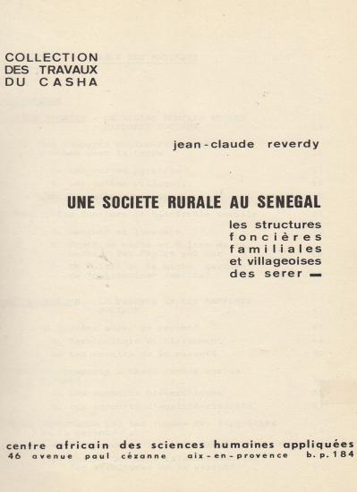 1963 societe rurale senegal reverdy jc 2 page garde