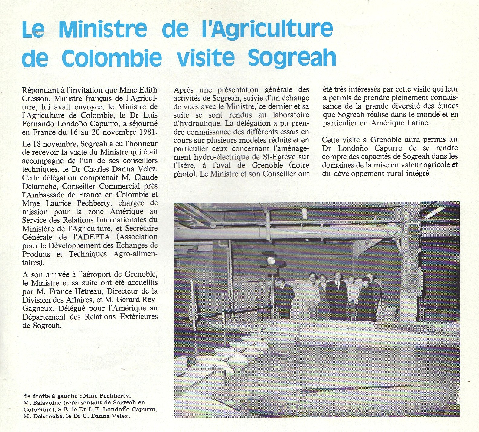 1981 visite ministre agri colombie