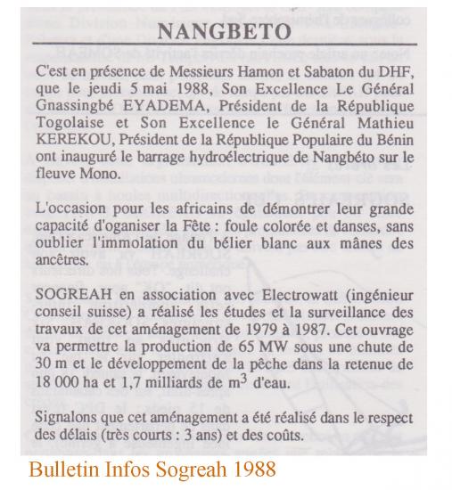 Inauguration nangbeto 5 mai 1988
