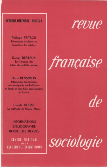 Revue francaise de sociologie 1969 10 4