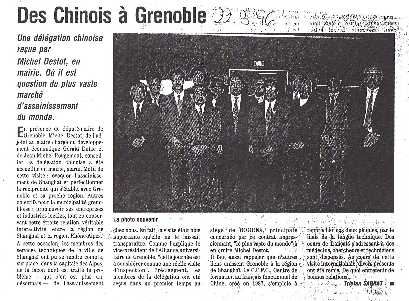 Visite chinois grenobe 22 mars 1996